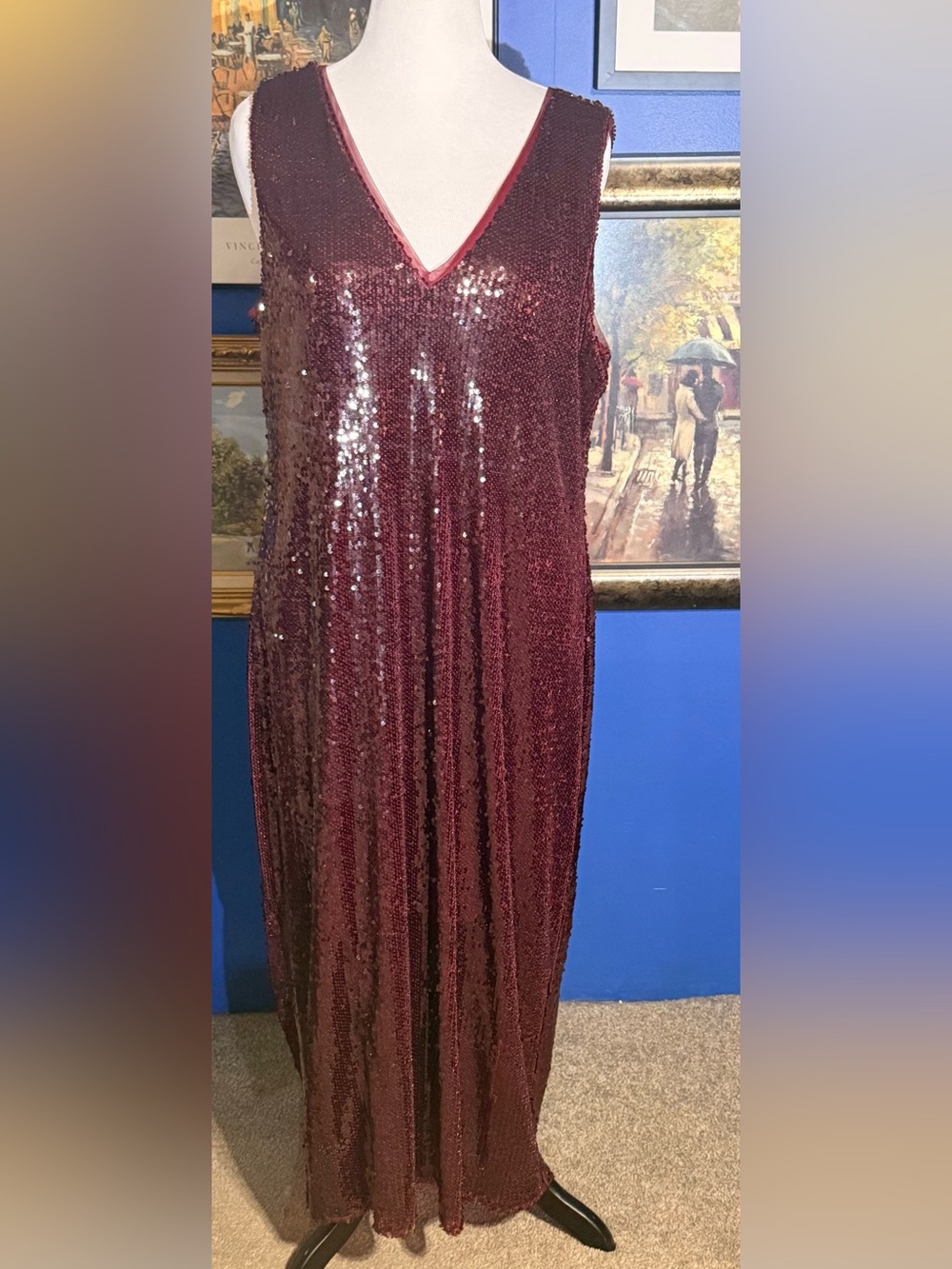 Rita Ora Primark Burgundy Sequin Maxi Dress